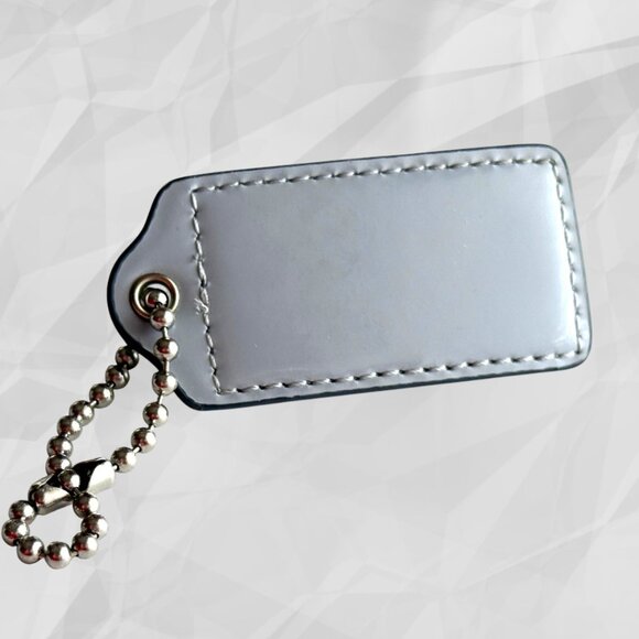 Coach Large Patent Leather Light Slate Blue Bag Charm Key Fob Key Chain - Picture 3 of 5